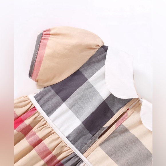 NWT Girl’s Classic Plaid Nova Check Puff Sleeve Collar Cotton Dress Size 7Y - Picture 7 of 13